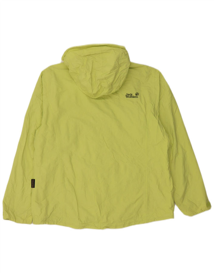 JACK WOLFSKIN Giacca antipioggia da donna con cappuccio UK 18 XL Verde poliammide