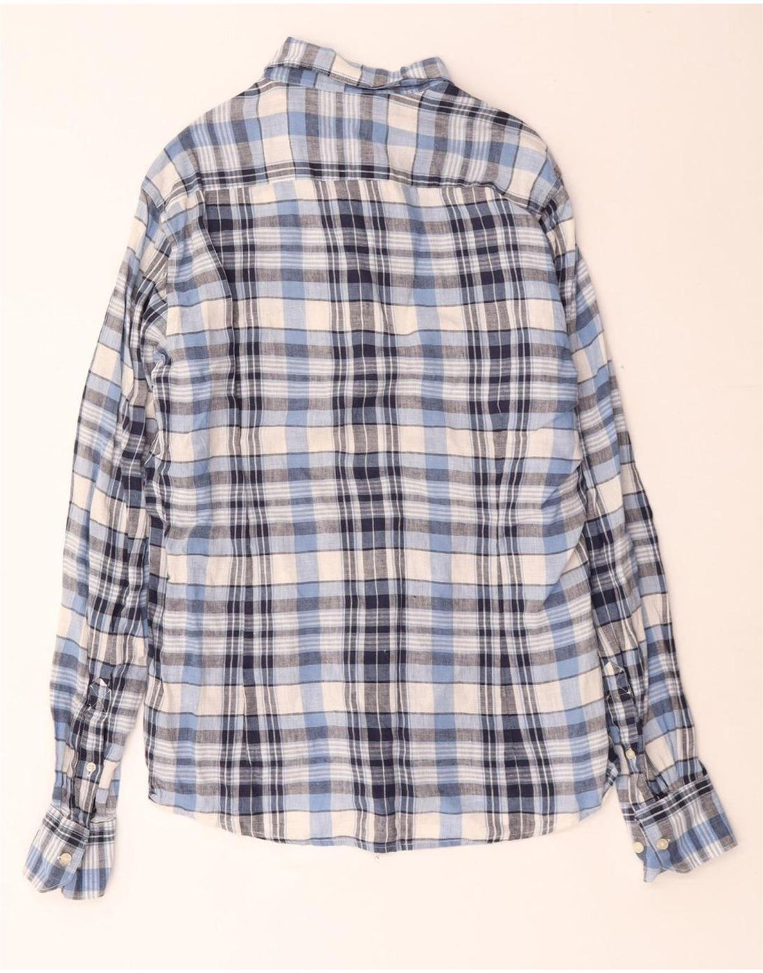 BARBOUR Camicia sartoriale da uomo in lino a quadri blu medio