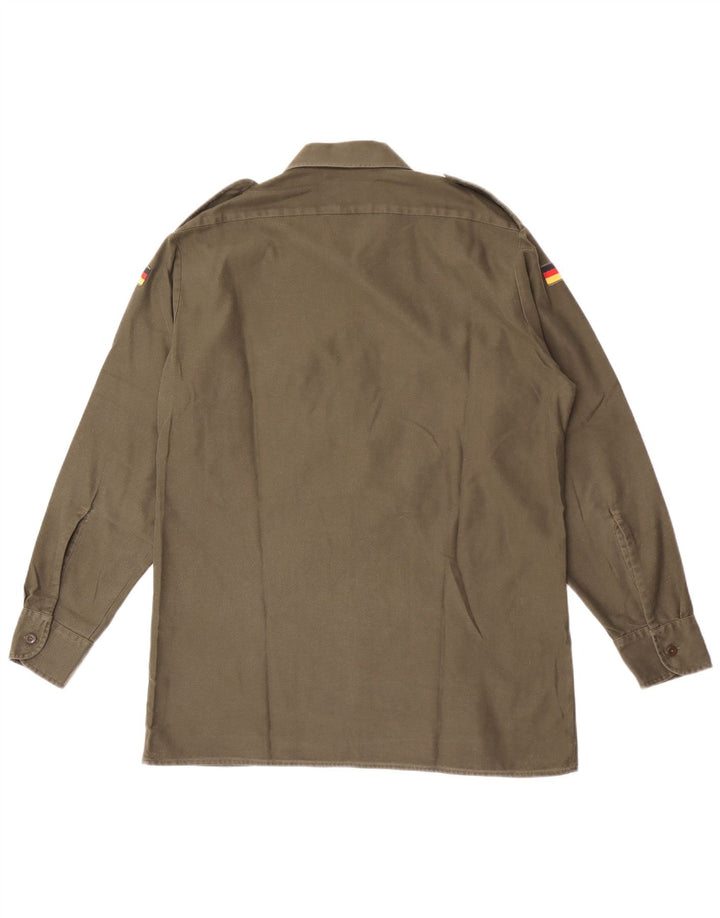 Camicia militare vintage da uomo taglia 41/42 grande poliestere kaki