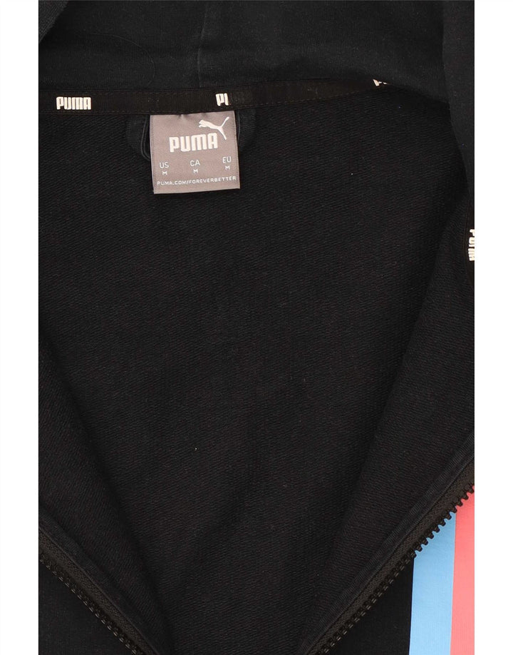 Felpa con cappuccio e zip grafica Puma da uomo di colore nero medio