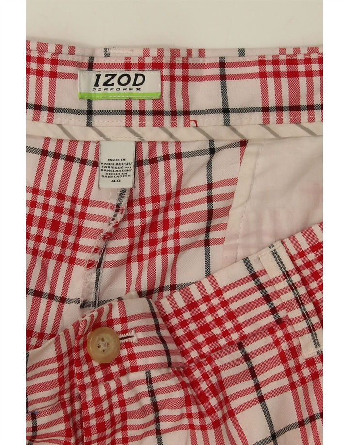 IZOD Mens Chino Shorts W40 XL Red Check Polyester Vintage Izod and Second-Hand Izod from Messina Hembry 