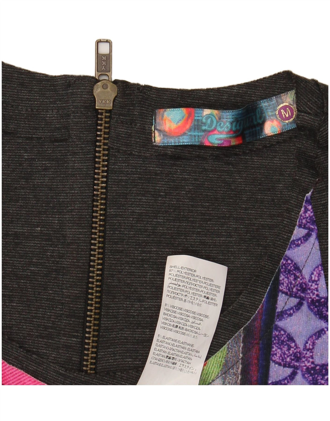 Abito tubino senza maniche DESIGUAL da donna UK 14 Patchwork grigio medio