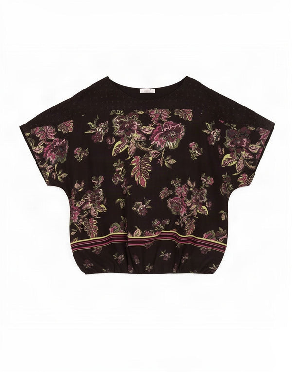 Top camicetta da donna Marks & Spencer UK 22 3XL Poliestere floreale nero