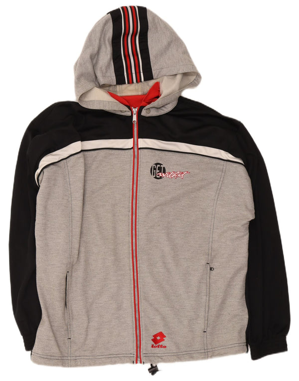 Maglione con cappuccio e zip grafica da uomo Lotto XL in poliestere color block grigio