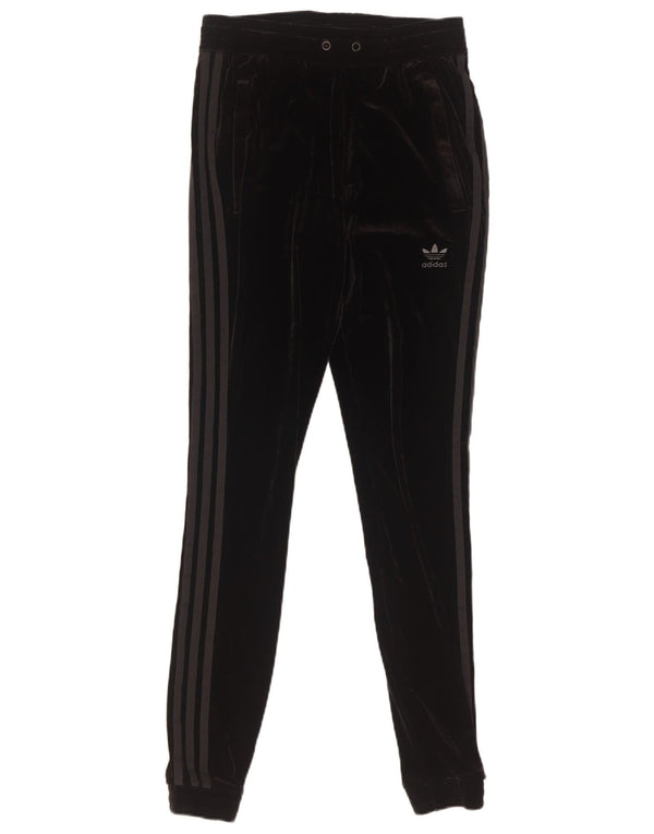 Pantaloni da jogging da donna in velluto Adidas da donna UK 6 XS poliestere nero