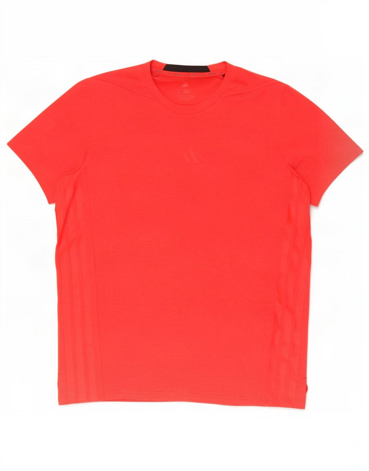 Adidas Uomo Slim Fit T-shirt Top Large Rosso Poliestere