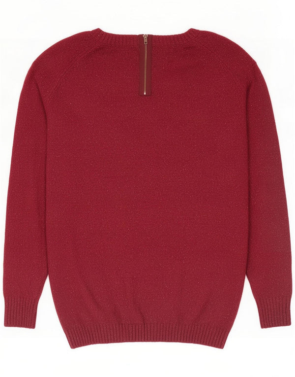Fat Face Maglione da donna con scollo a barchetta UK 10 piccolo bordeaux chiazzato
