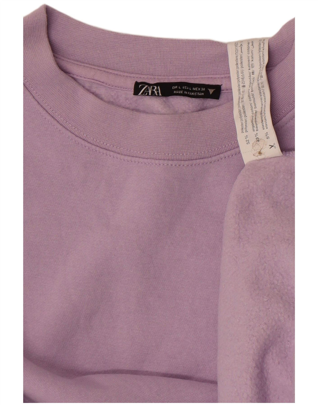 Felpa corta da donna Zara UK 16 grande poliestere viola