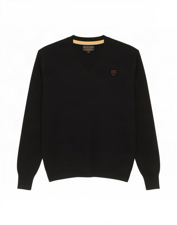 Maglione maglione con scollo a V da donna Ralph Lauren UK 14 grande cotone nero