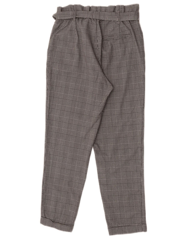 Zara Womens High Waist Chino Trousers Small W26 L25 Grey Houndstooth