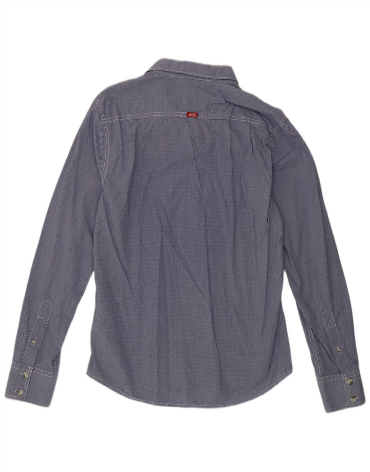 Camicia da uomo Superdry Large in cotone a quadretti blu