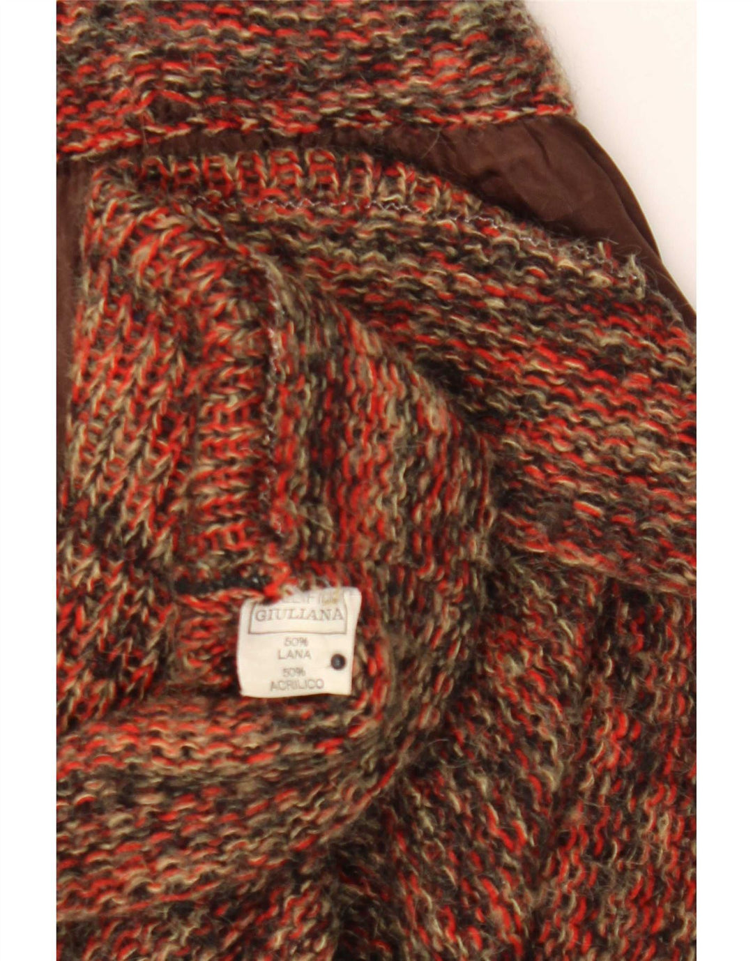 Gonna a trapezio vintage da donna in maglia W27 piccola in lana screziata multicolore