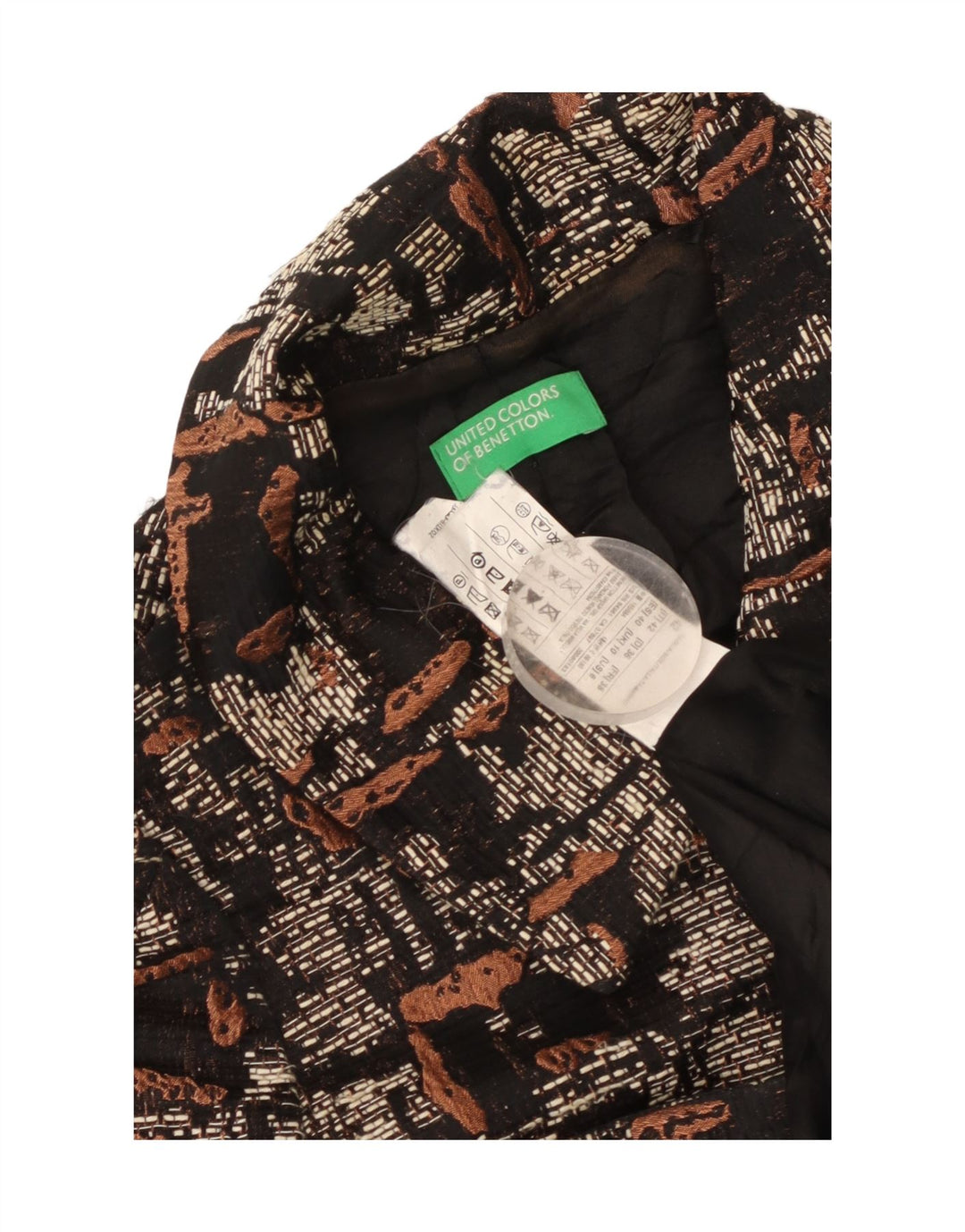 Cappotto da donna con motivo astratto Benetton UK 10 piccolo poliestere nero
