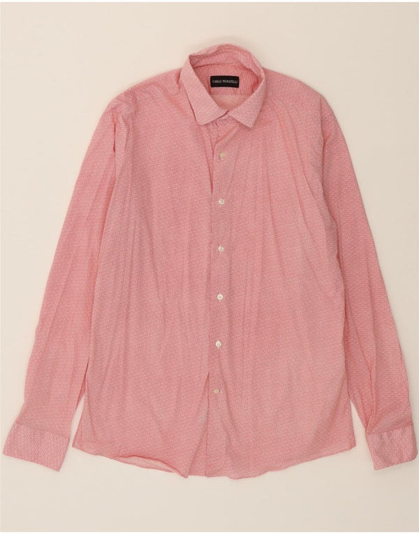 CARLO PIGNATELLI Mens Shirt Size 41 16 Large Pink Geometric