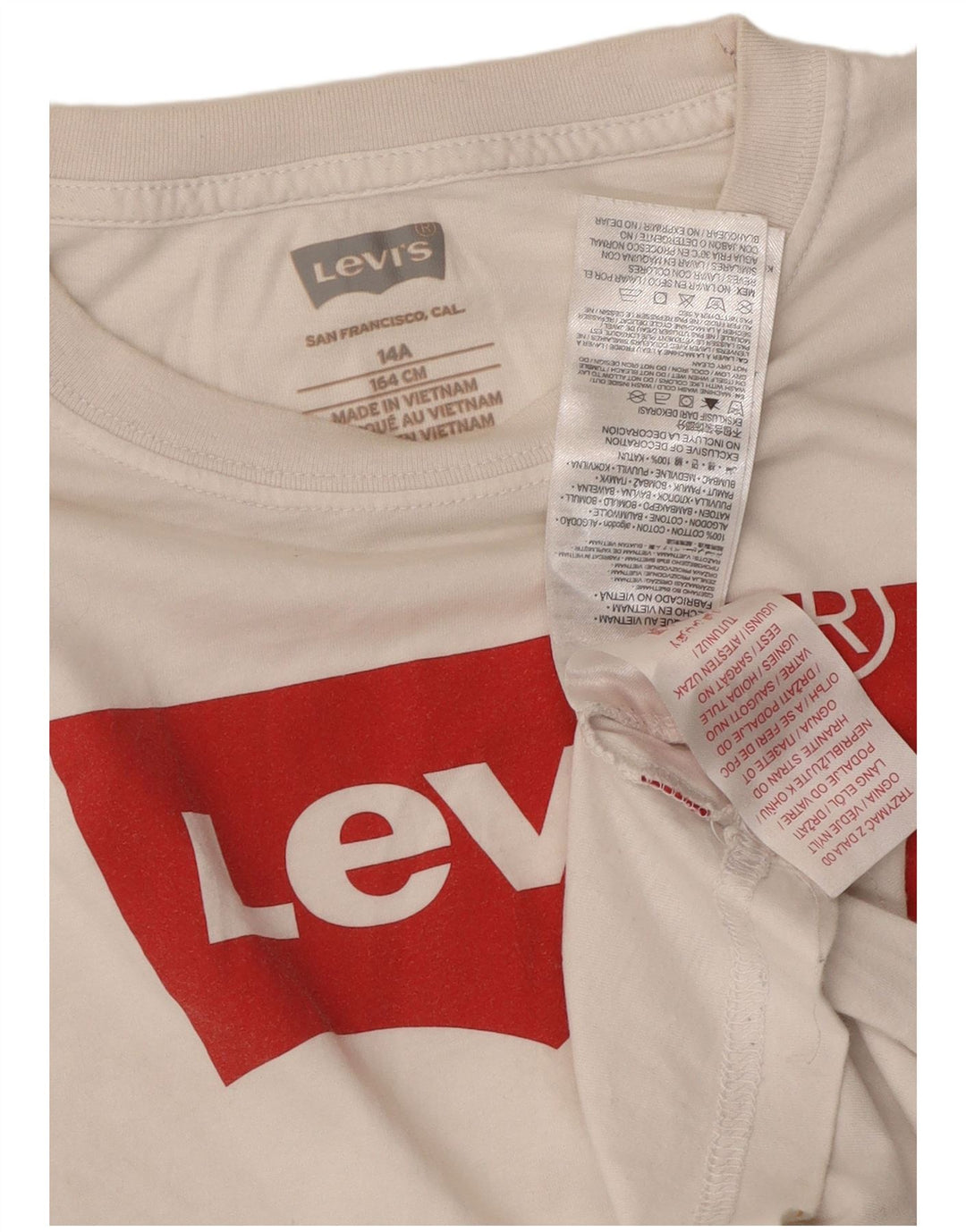 T-shirt grafica per ragazze LEVI'S 13-14 anni in cotone bianco