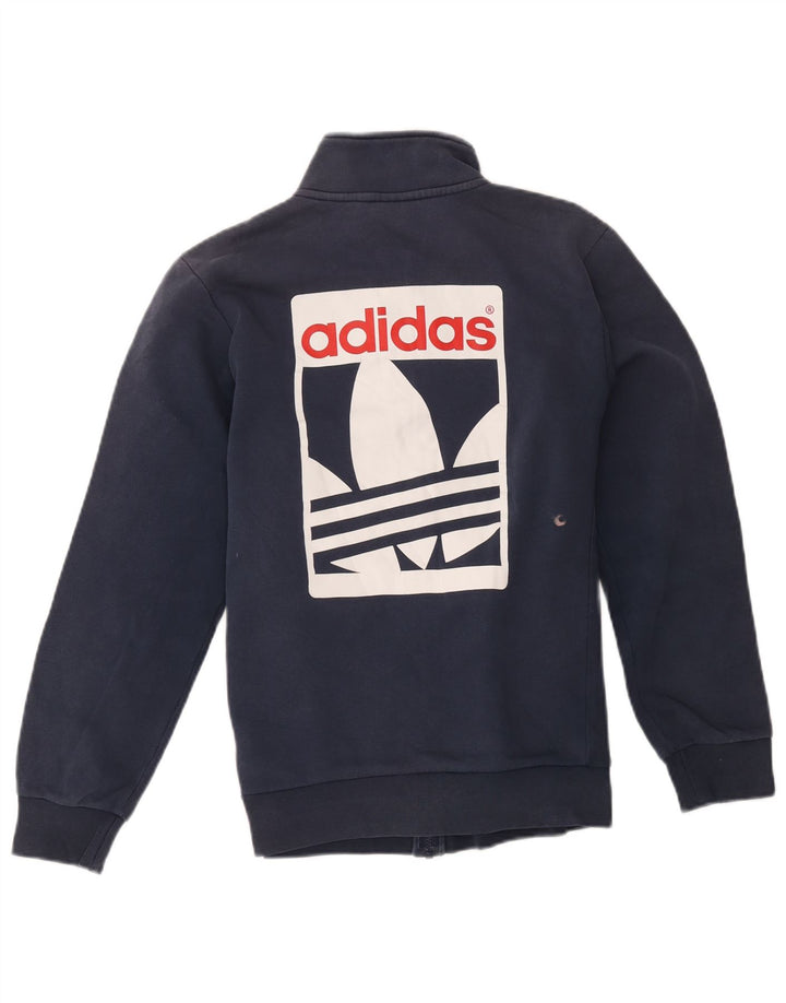 Giacca da ginnastica grafica da uomo Adidas piccola in cotone blu navy