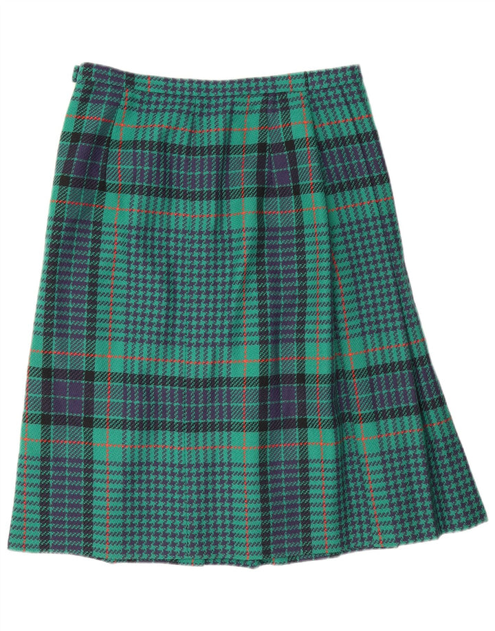 Gonna a trapezio da donna vintage W30 pied de poule verde medio