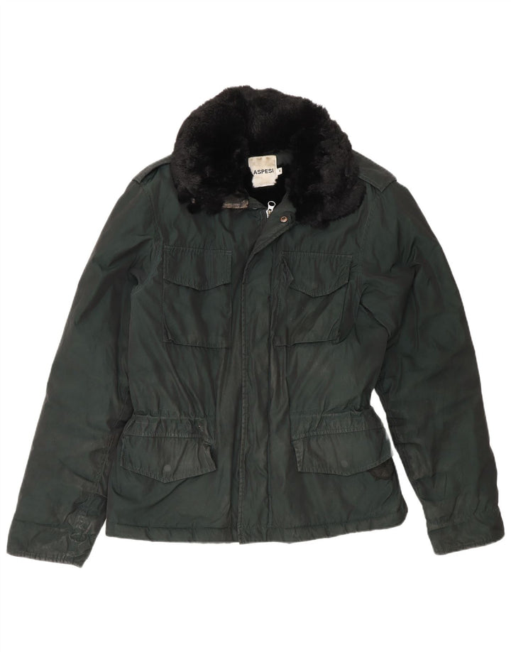 Giacca militare da uomo Aspesi UK 38 Poliestere color block verde medio
