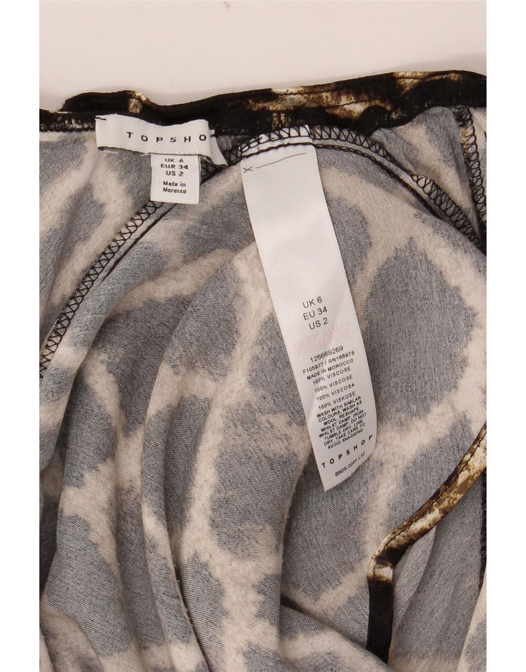 TOPSHOP Gonna lunga da donna UK 6 XS W24 Viscosa con stampa animalier marrone