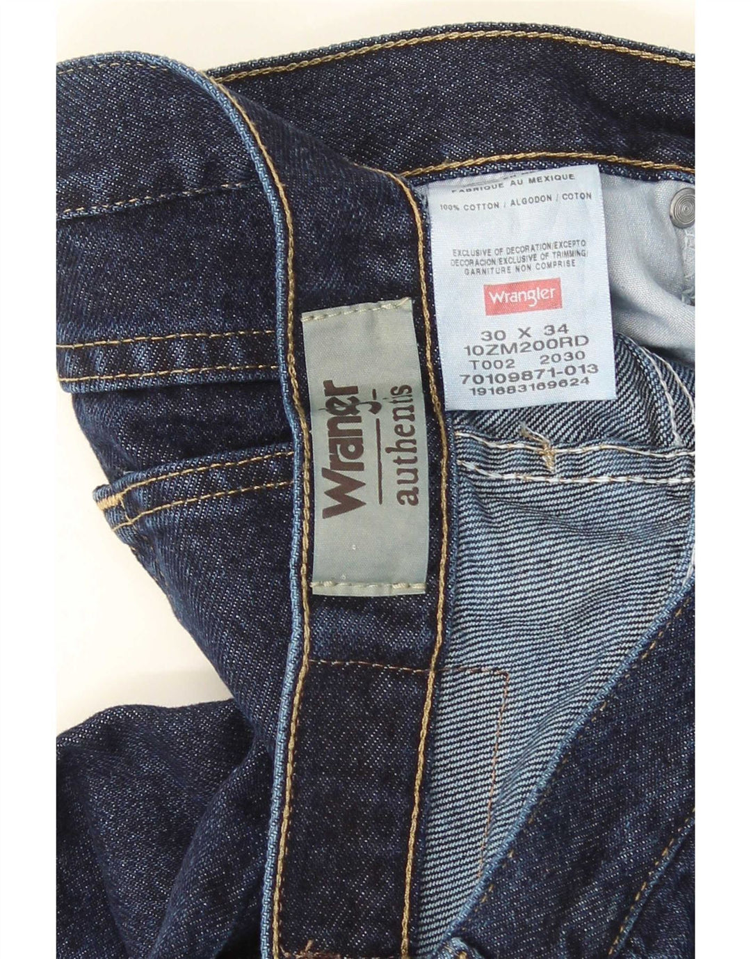 Jeans dritti autentici da uomo Wrangler W30 L34 cotone blu navy