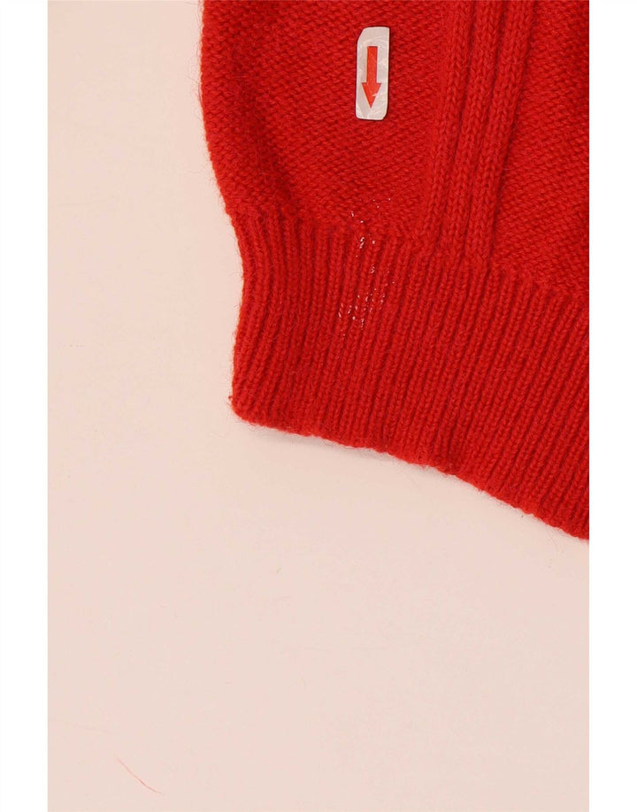 Maglione maglione vintage da uomo con collo alto XL rosso acrilico