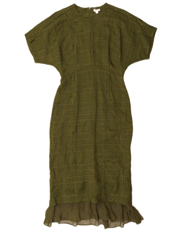 Abito a sirena da donna Jigsaw UK 8 viscosa a quadri verdi piccoli