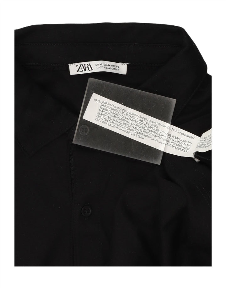 ZARA Mens Polo Shirt Medium Black Cotton Vintage Zara and Second-Hand Zara from Messina Hembry 