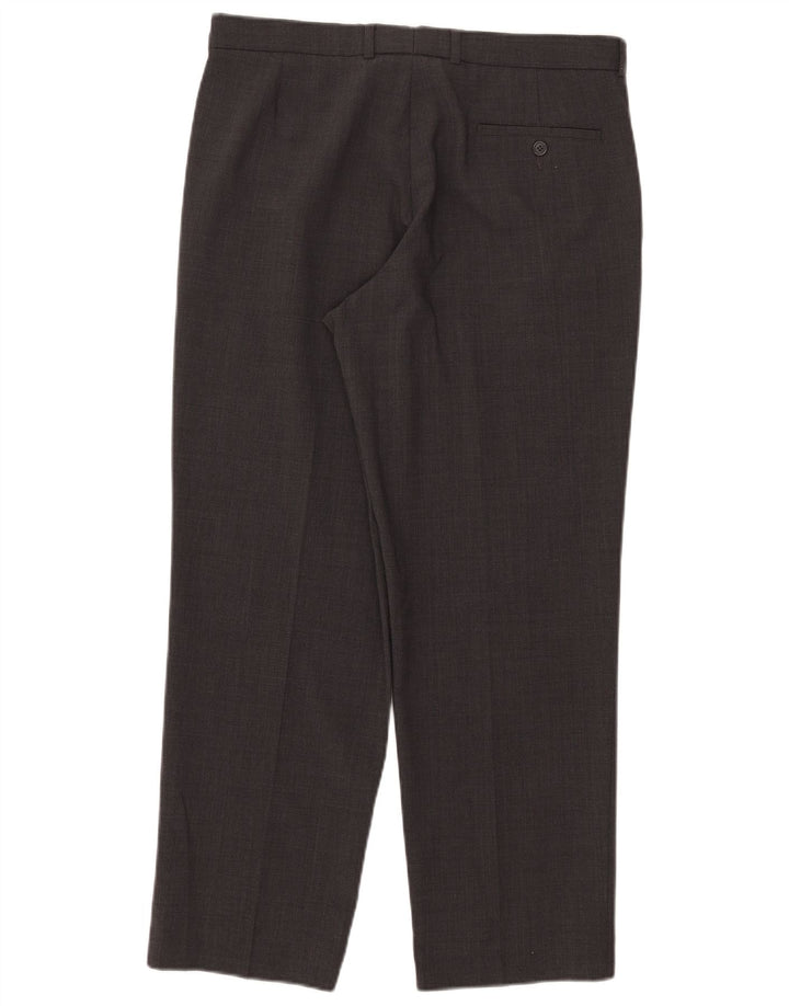 Pantaloni da abito dritti su misura da uomo Marks & Spencer W34 L29 poliestere grigio