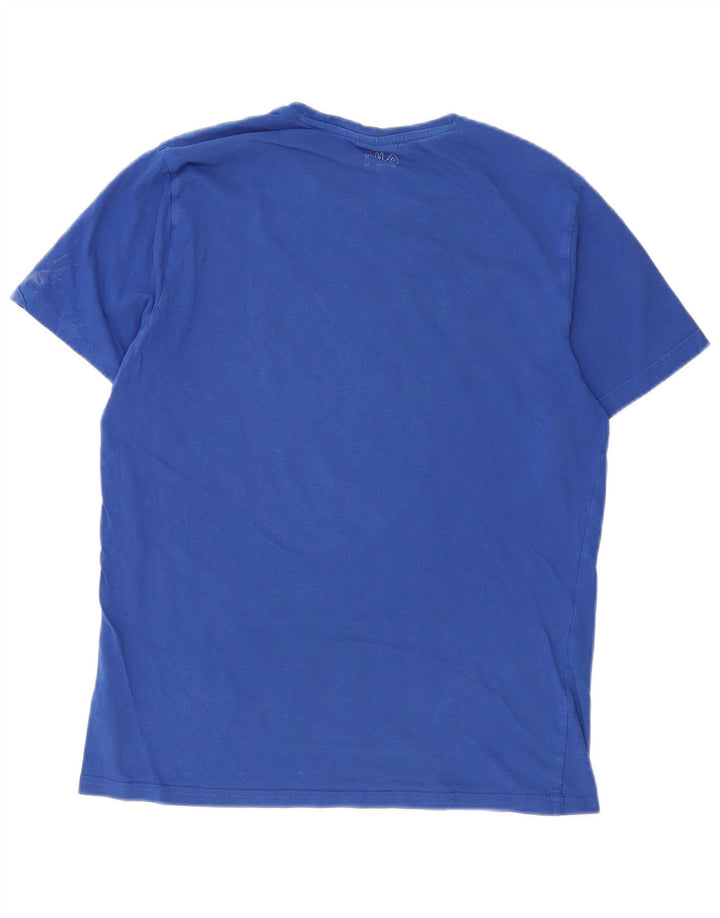 T-shirt grafica da uomo Fila Top in cotone blu medio