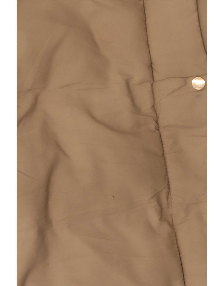 Cappotto imbottito senza maniche con cappuccio da donna Zara UK 16 grande poliestere beige