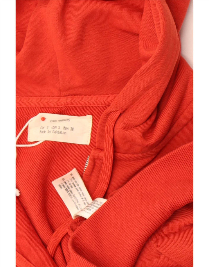 Maglione con cappuccio e zip da uomo Zara piccolo in cotone rosso