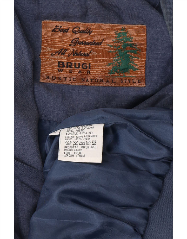 BRUGI Mens Bomber Jacket UK 42 XL Navy Blue Silk Vintage Brugi and Second-Hand Brugi from Messina Hembry 