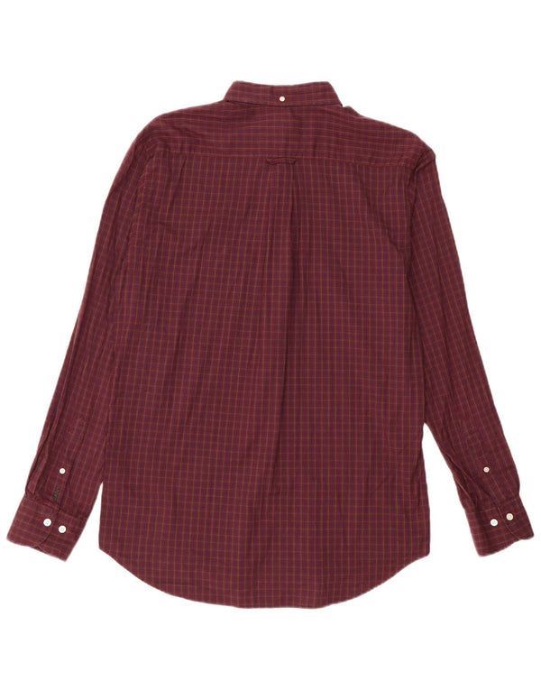 Gant Camicia da uomo vestibilità regolare taglia 39/40 15 3/4 cotone a quadri bordeaux medio