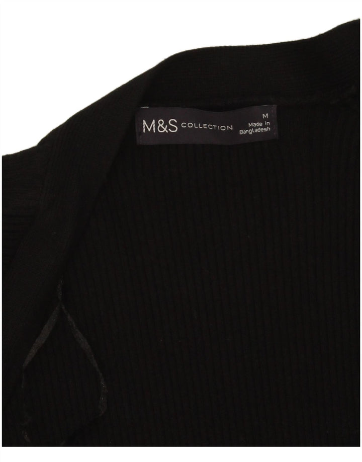 Maglione cardigan aperto da donna Marks & Spencer UK 14 viscosa nera media