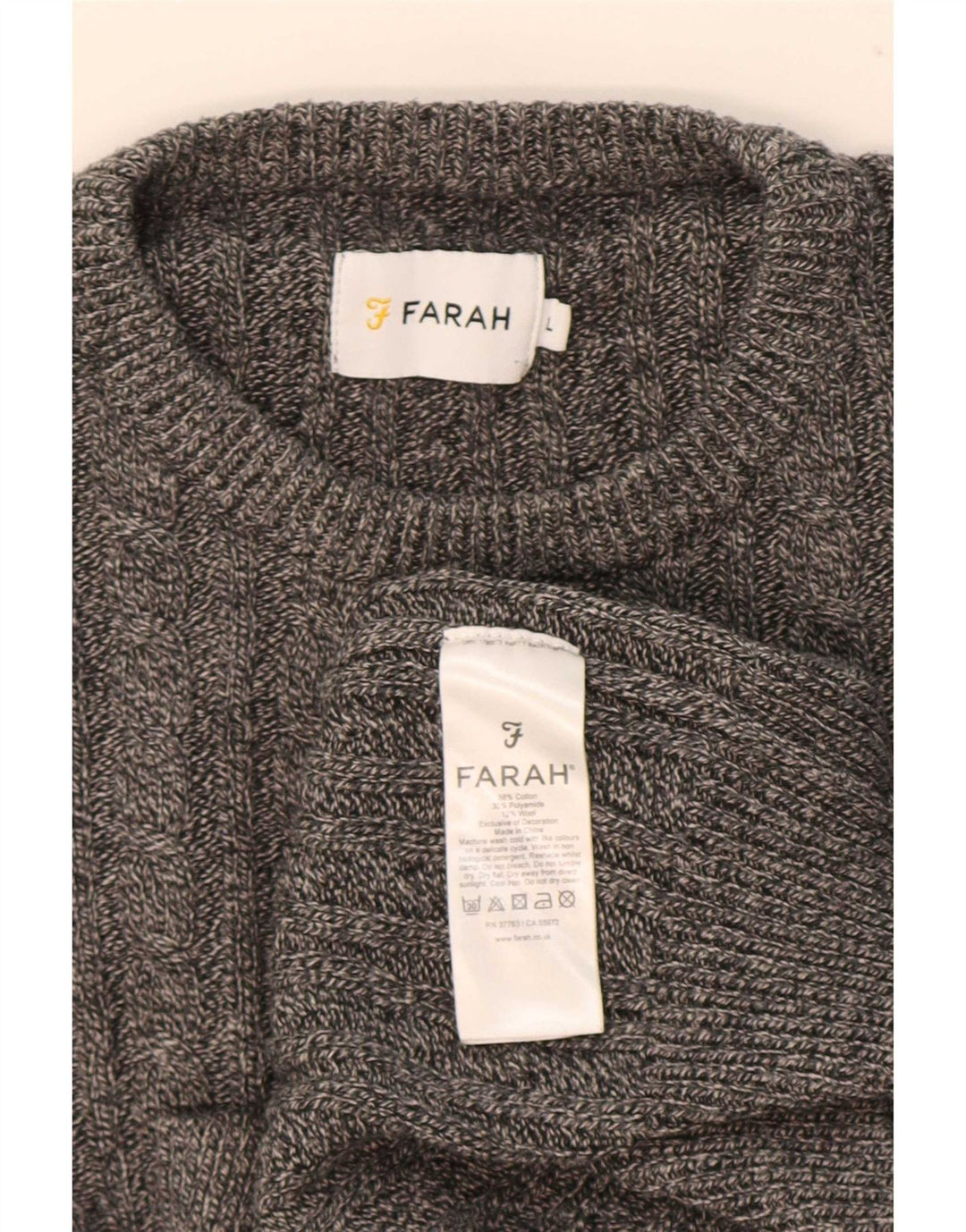 Maglione maglione girocollo da uomo Farah grande cotone grigio
