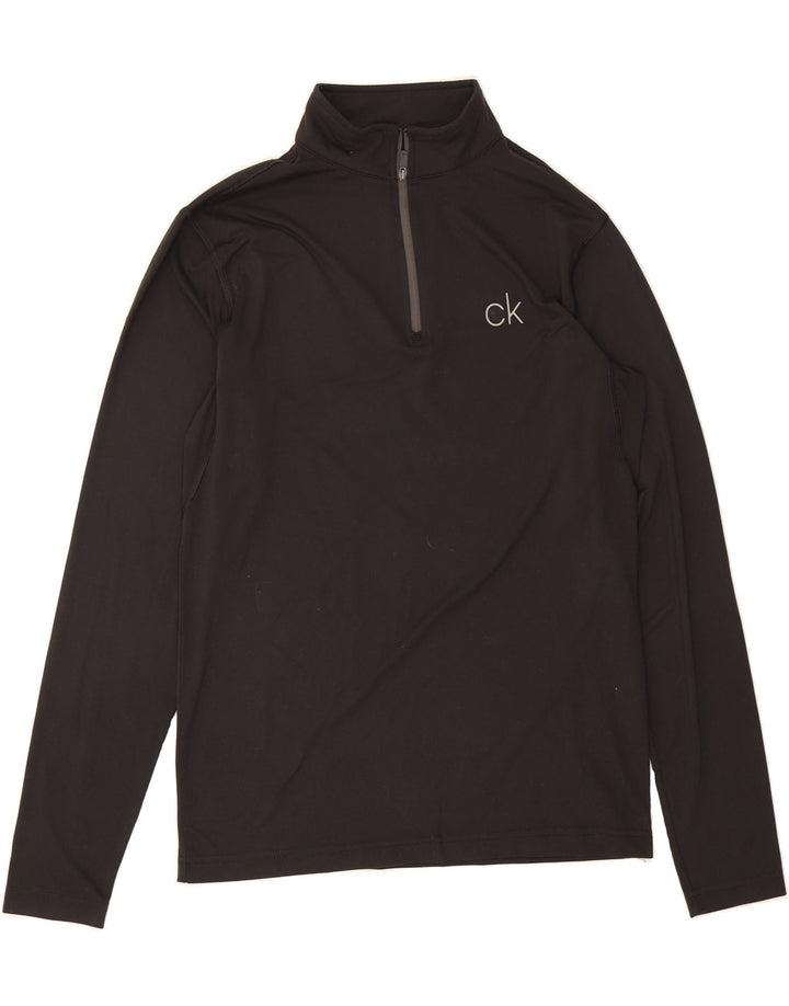 CALVIN KLEIN Mens Zip Neck Pullover Tracksuit Top Small Black Polyester Vintage Calvin Klein and Second-Hand Calvin Klein from Messina Hembry 