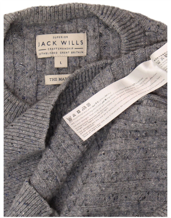 Maglione maglione girocollo da uomo Jack Wills grande lana grigia