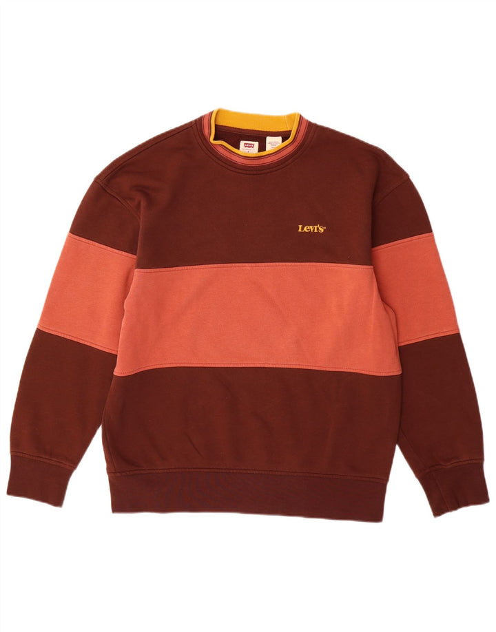 Levi's - Felpa rilassata da uomo, piccola, in cotone color block marrone