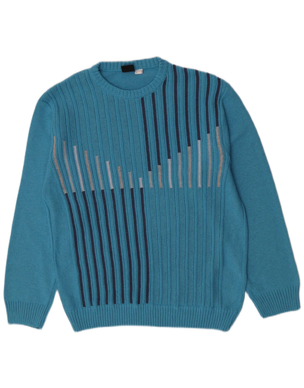 Gixan Maglione girocollo da uomo vestibilità regolare IT 50 a righe blu medio