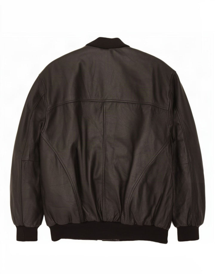 Giacca in pelle vintage da uomo UK 38 media nera