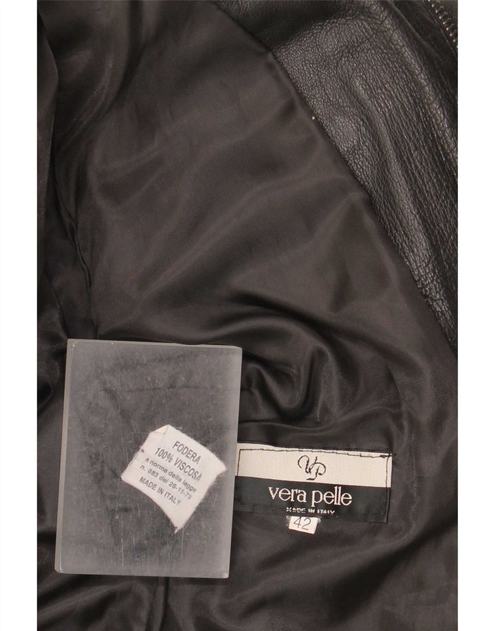 Giacca da motociclista in pelle da donna vintage IT 42 media nera
