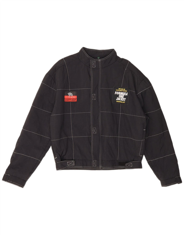 Giacca da corsa grafica da uomo di Formula Uno UK 42 XL Nylon nero a quadri