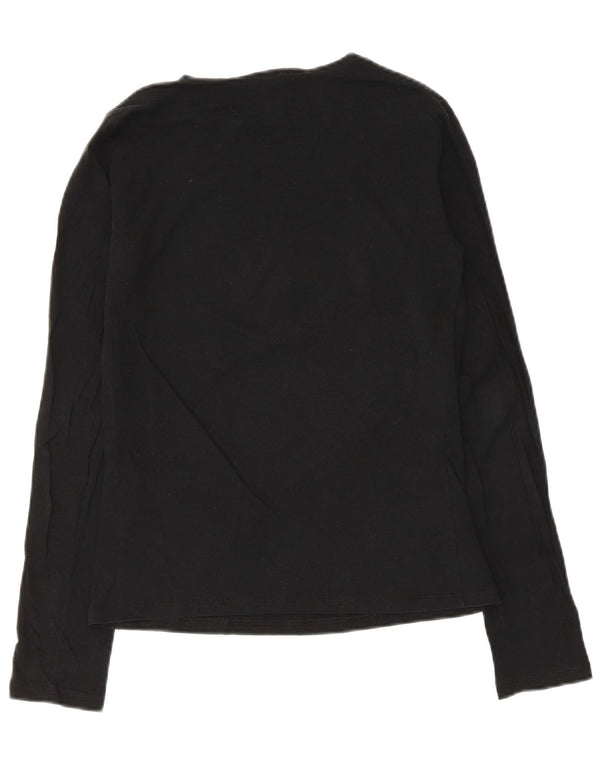 Armani Jeans Top grafico da donna manica lunga UK 14 cotone nero medio