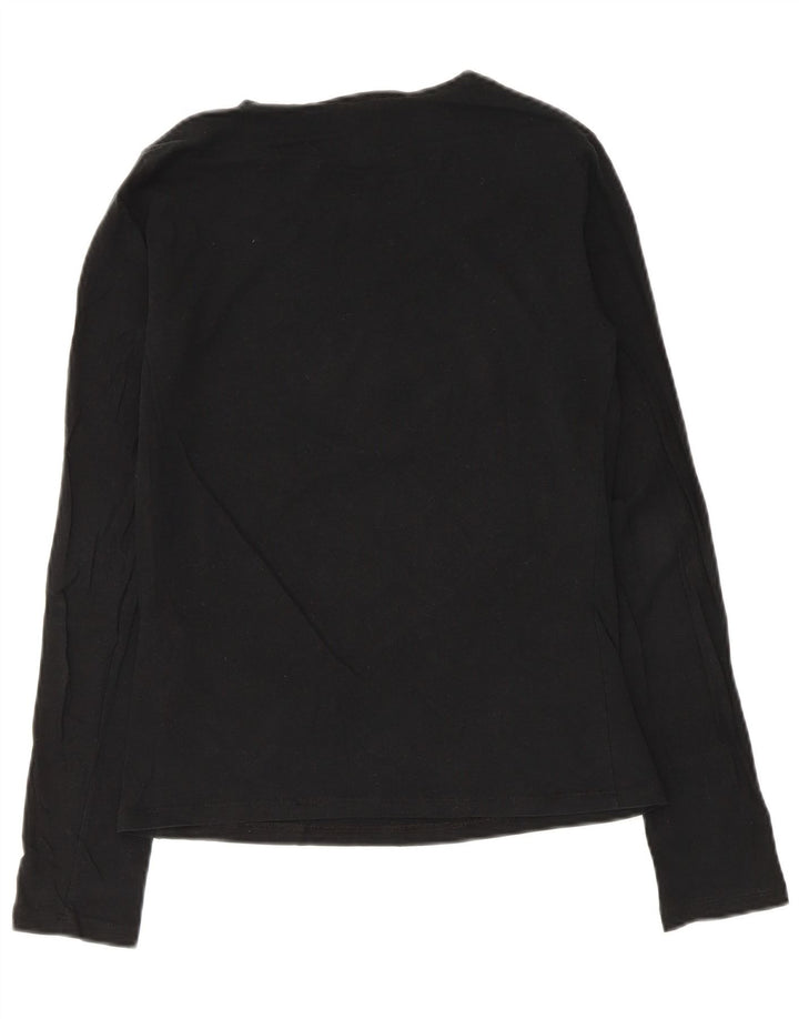 Armani Jeans Top grafico da donna manica lunga UK 14 cotone nero medio