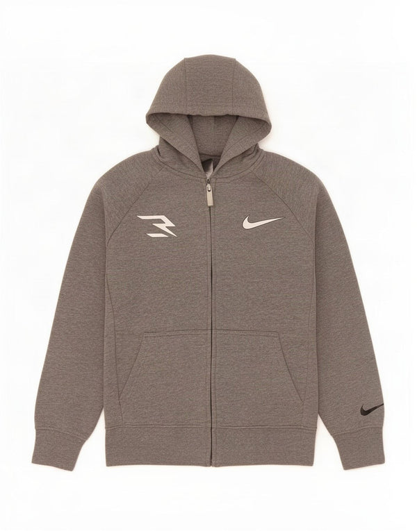 Felpa con cappuccio con zip grafica Nike 3BRAND per ragazzi 10-11 anni grigio medio chiazzato