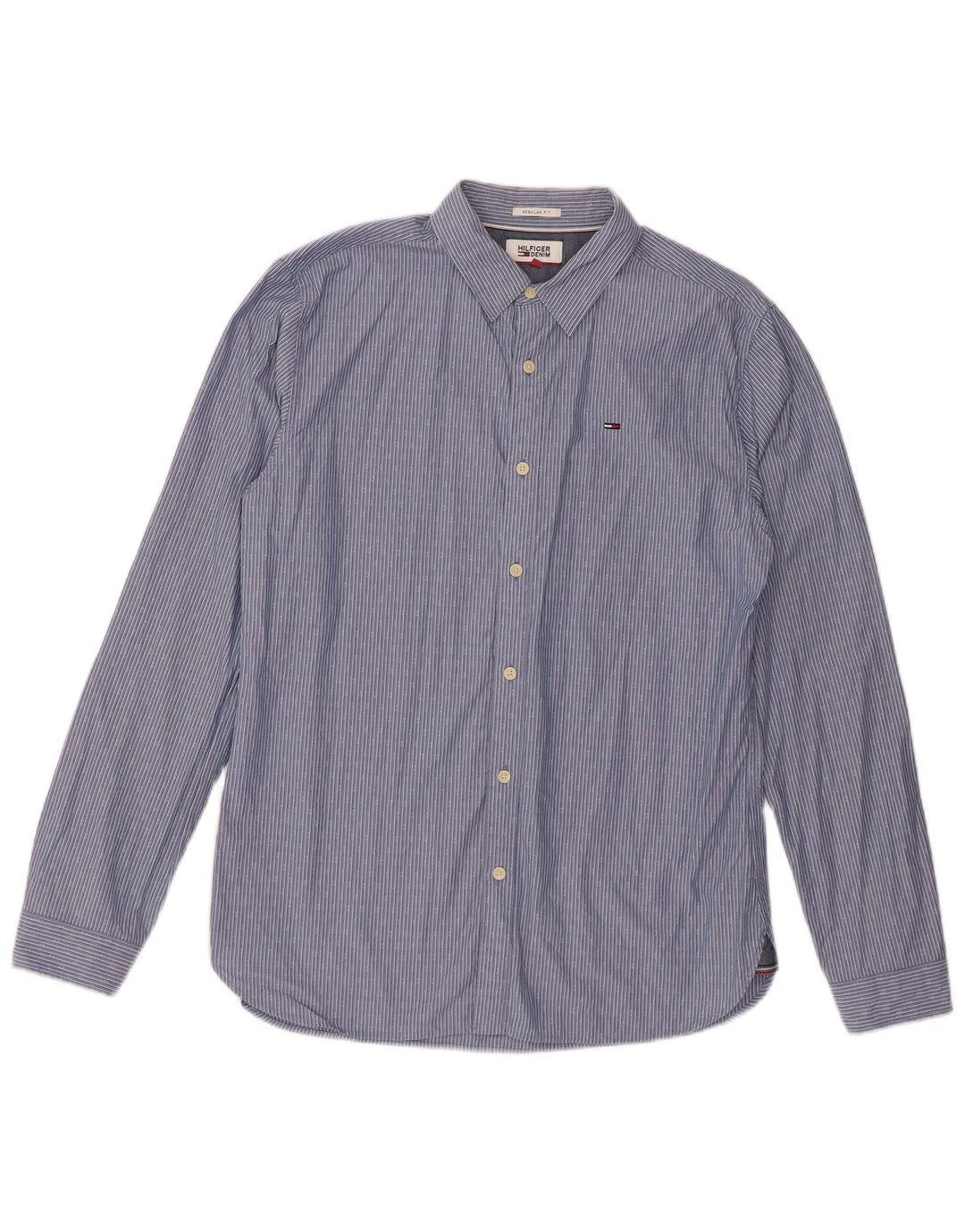 Camicia da uomo Regular Fit Tommy Hilfiger in cotone a righe blu medio