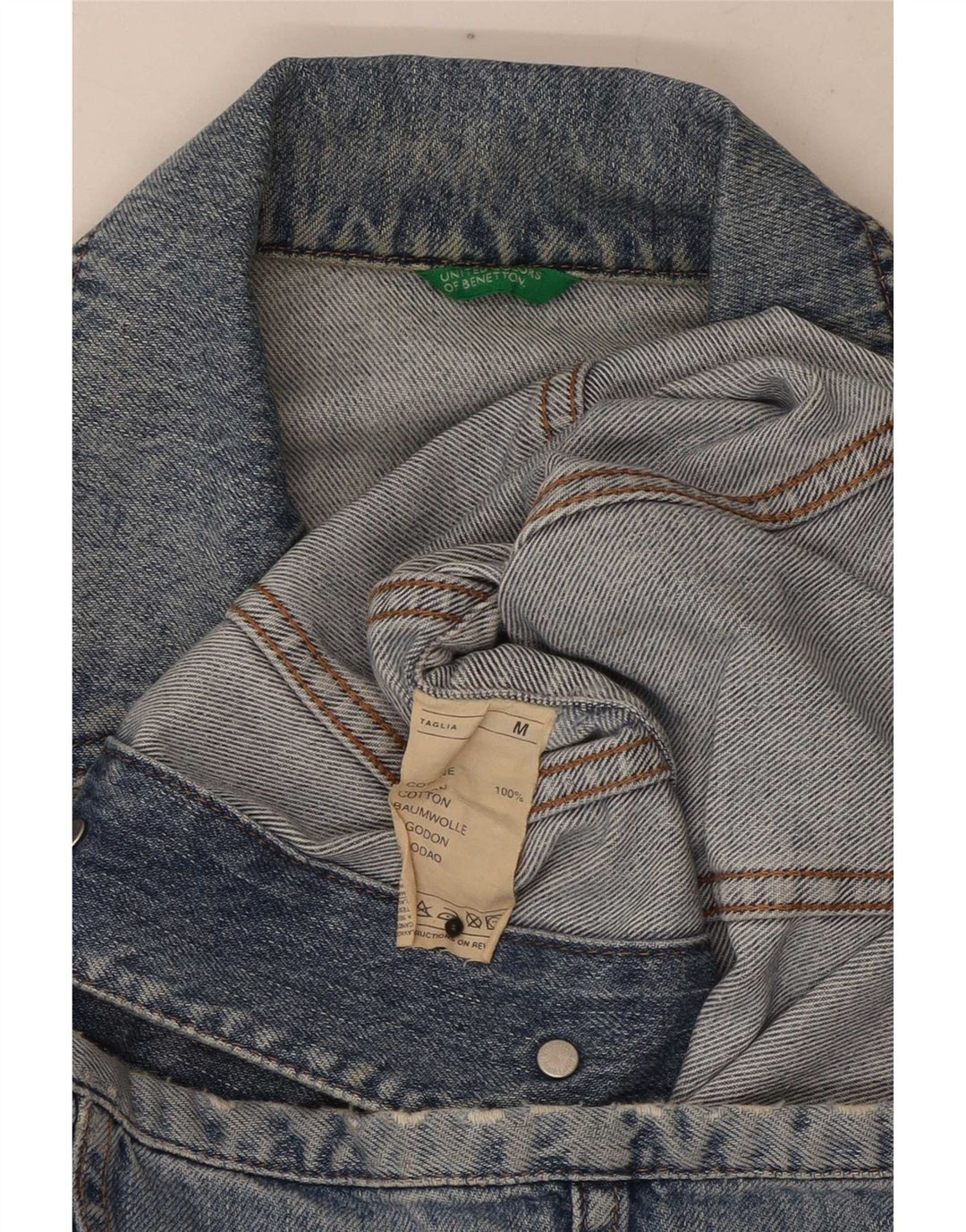 Giacca in denim da donna Benetton UK 12 cotone blu medio