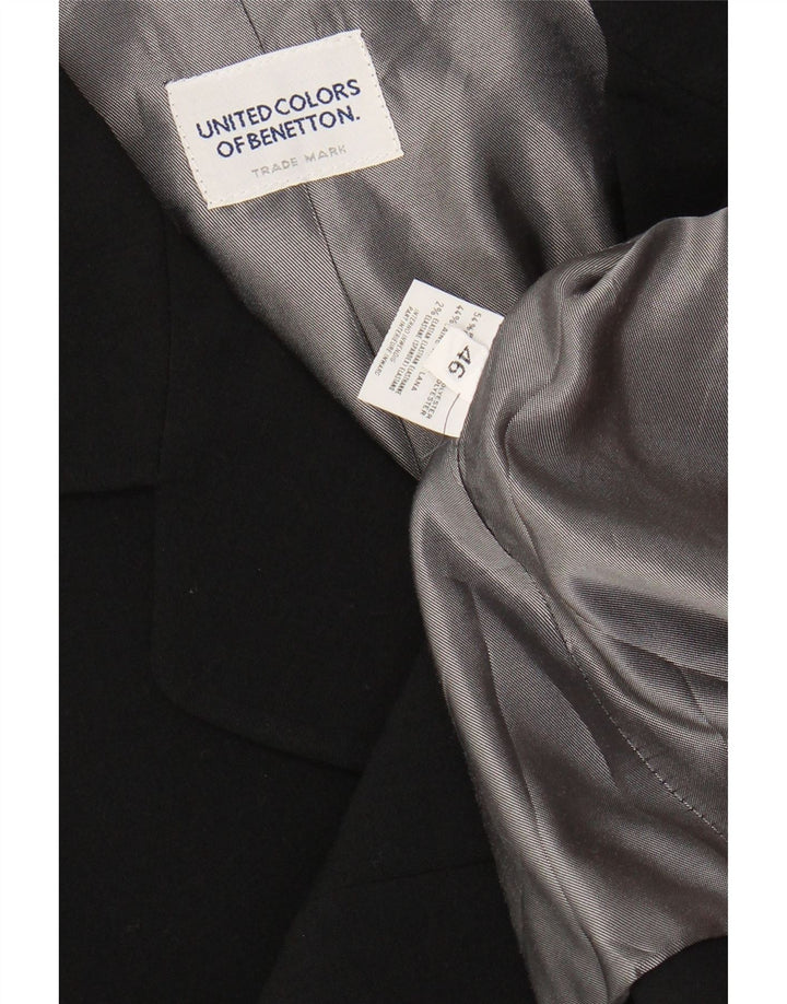 Giacca blazer a 3 bottoni da donna BENETTON IT 46 Large nera in poliestere