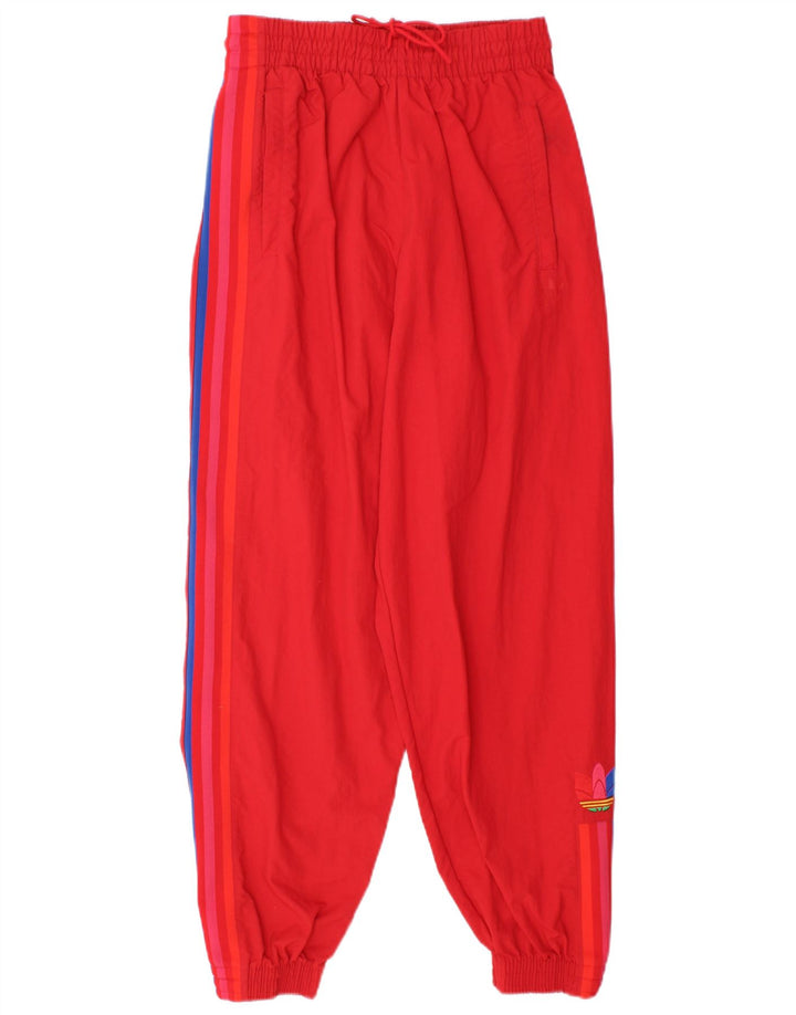 ADIDAS Giacca da tuta da donna vestibilità ampia UK 6 XS Rosso poliestere