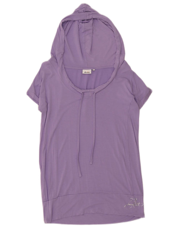 Ellesse T-shirt con cappuccio da donna UK 16 Large Viola Viscosa